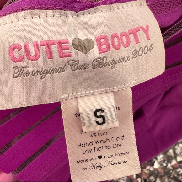 Cute booty lounge leggings pockets on back purple heart holographic logo scrunch - Picture 6 of 11